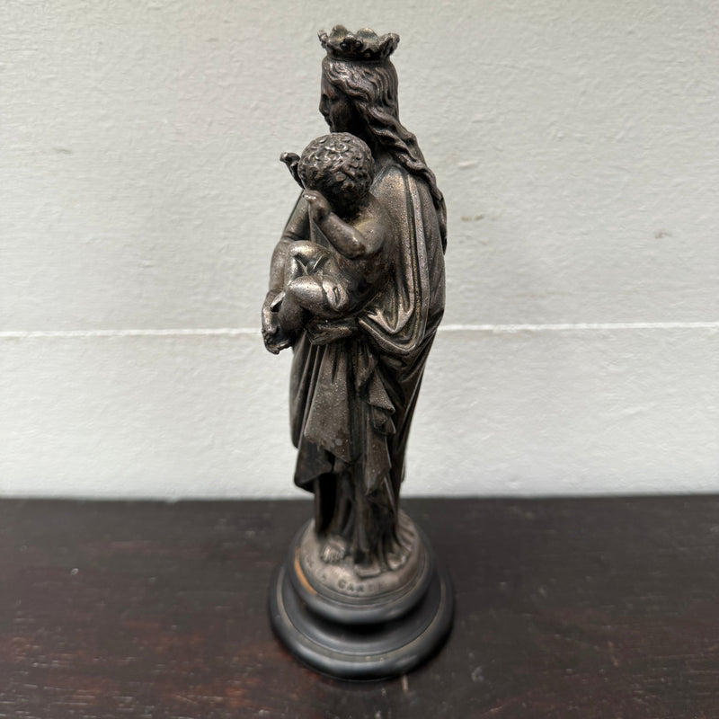 Antique French Metal Figure of The Virgin Mary Holding Jesus - Notre-Dame De La Garde