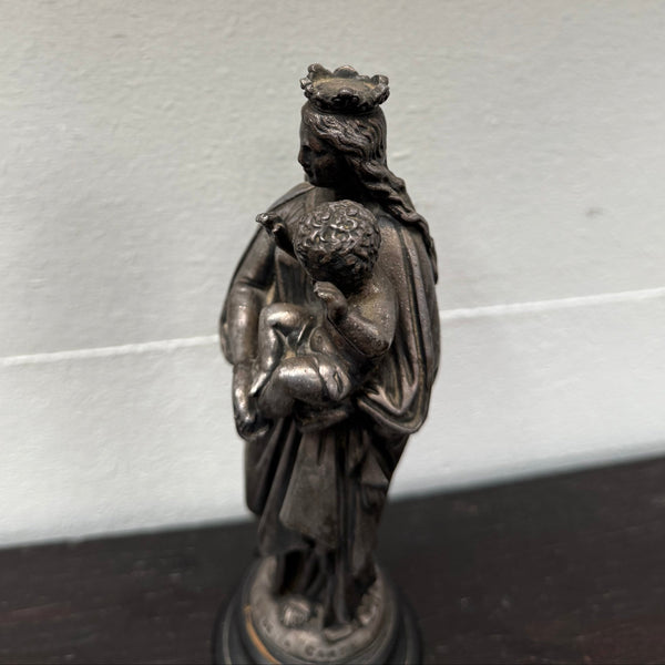 Antique French Metal Figure of The Virgin Mary Holding Jesus - Notre-Dame De La Garde