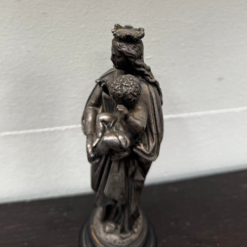 Antique French Metal Figure of The Virgin Mary Holding Jesus - Notre-Dame De La Garde