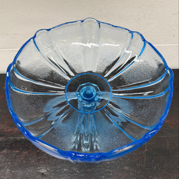 Art Deco Walther & Sohne Dancing Lady Blue Glass Comport