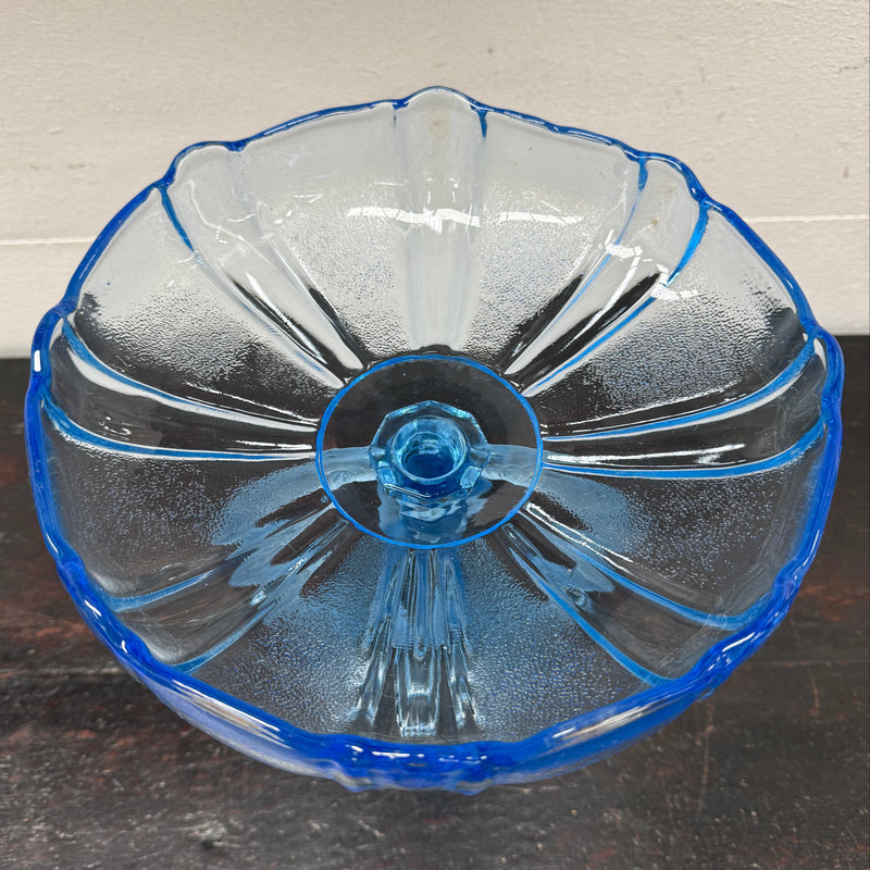 Art Deco Walther & Sohne Dancing Lady Blue Glass Comport