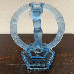 Art Deco Walther & Sohne Dancing Lady Blue Glass Comport | Antique & Vintage | Moonee Ponds Antiques | Australia Wide Delivery