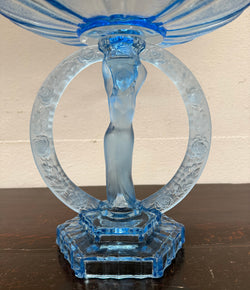 Art Deco Walther & Sohne Dancing Lady Blue Glass Comport | Antique & Vintage | Moonee Ponds Antiques | Australia Wide Delivery