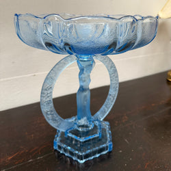 Art Deco Walther & Sohne Dancing Lady Blue Glass Comport | Antique & Vintage | Moonee Ponds Antiques | Australia Wide Delivery