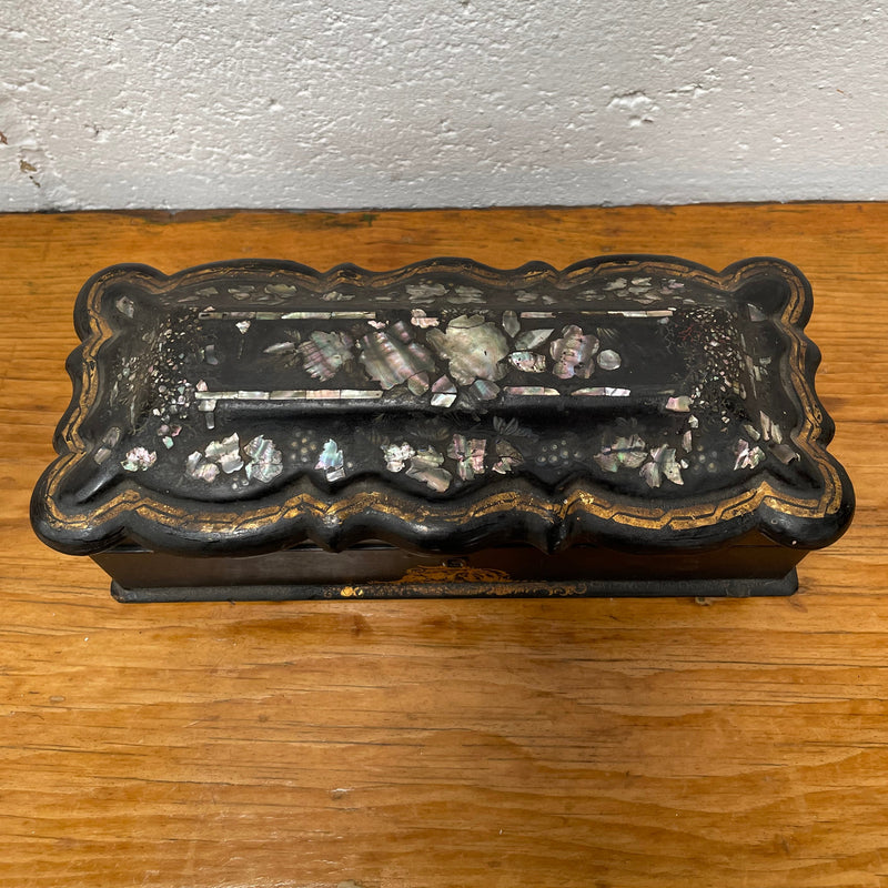 Beautiful Victorian Papier Mache Glove Box