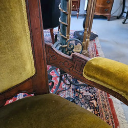 Edwardian Carved/Velvet Mahogany Armchair | Antique & Vintage | Moonee Ponds Antiques | Australia Wide Delivery