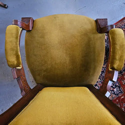 Edwardian Carved/Velvet Mahogany Armchair | Antique & Vintage | Moonee Ponds Antiques | Australia Wide Delivery