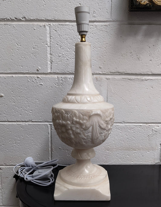 Elegant Vintage Carved Marble Lamp Base
