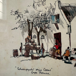 Framed Mixed Media "Schoongezicht Wine Cellars Cape Province" By Philip Bawcombe (British and South Africa 190) | Antique & Vintage | Moonee Ponds Antiques | Australia Wide Delivery
