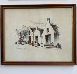 Framed Mixed Media "Schoongezicht Wine Cellars Cape Province" By Philip Bawcombe (British and South Africa 190) | Antique & Vintage | Moonee Ponds Antiques | Australia Wide Delivery