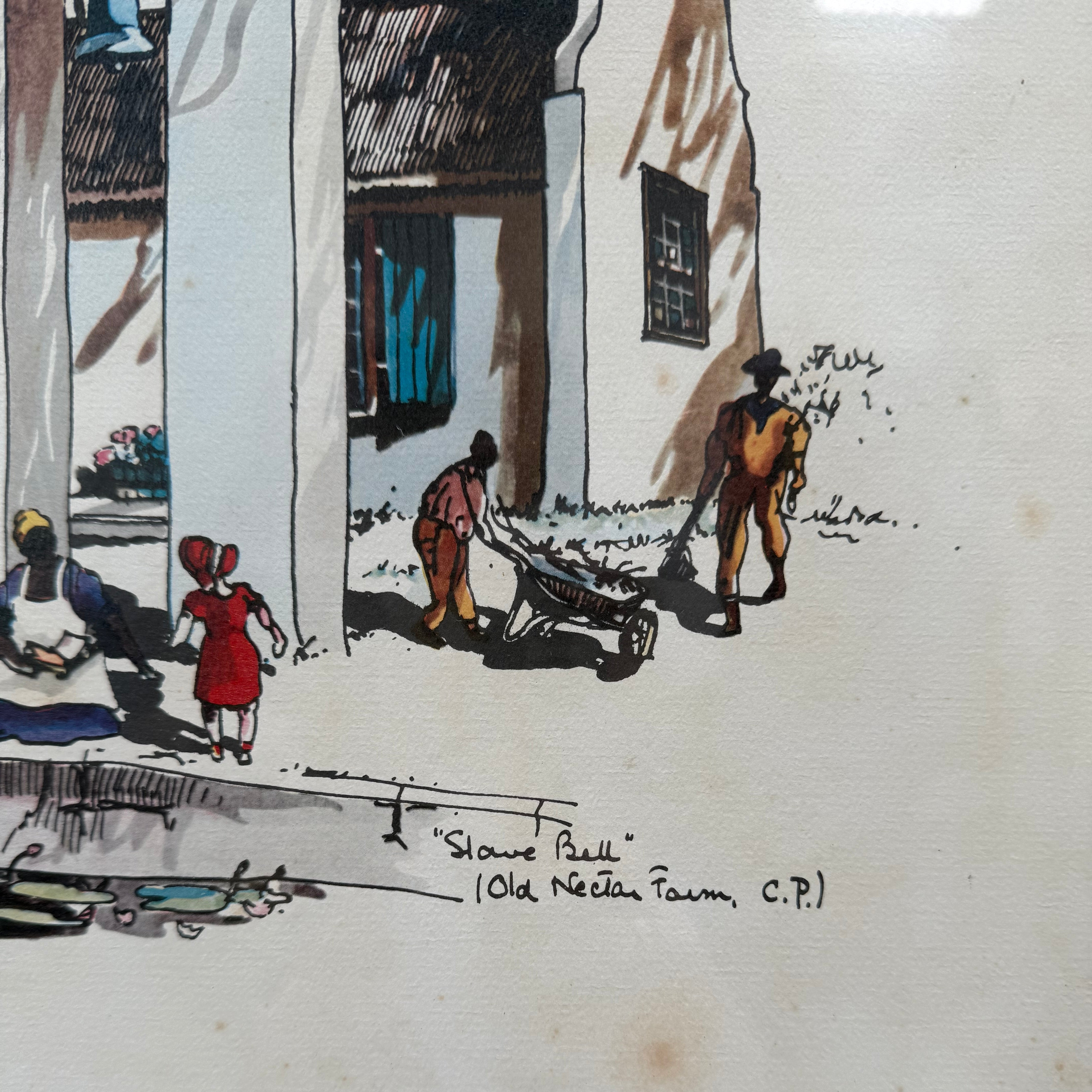 Framed Mixed Media "The Slave Bell Old Nectar Farm C.P" By Philip Bawcombe (British and South Africa 190) | Antique & Vintage | Moonee Ponds Antiques | Australia Wide