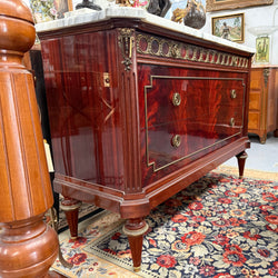 French Louis XVI Style Flame Mahogany Marble Top Commode | Antique & Vintage | Moonee Ponds Antiques | Australia Wide Delivery