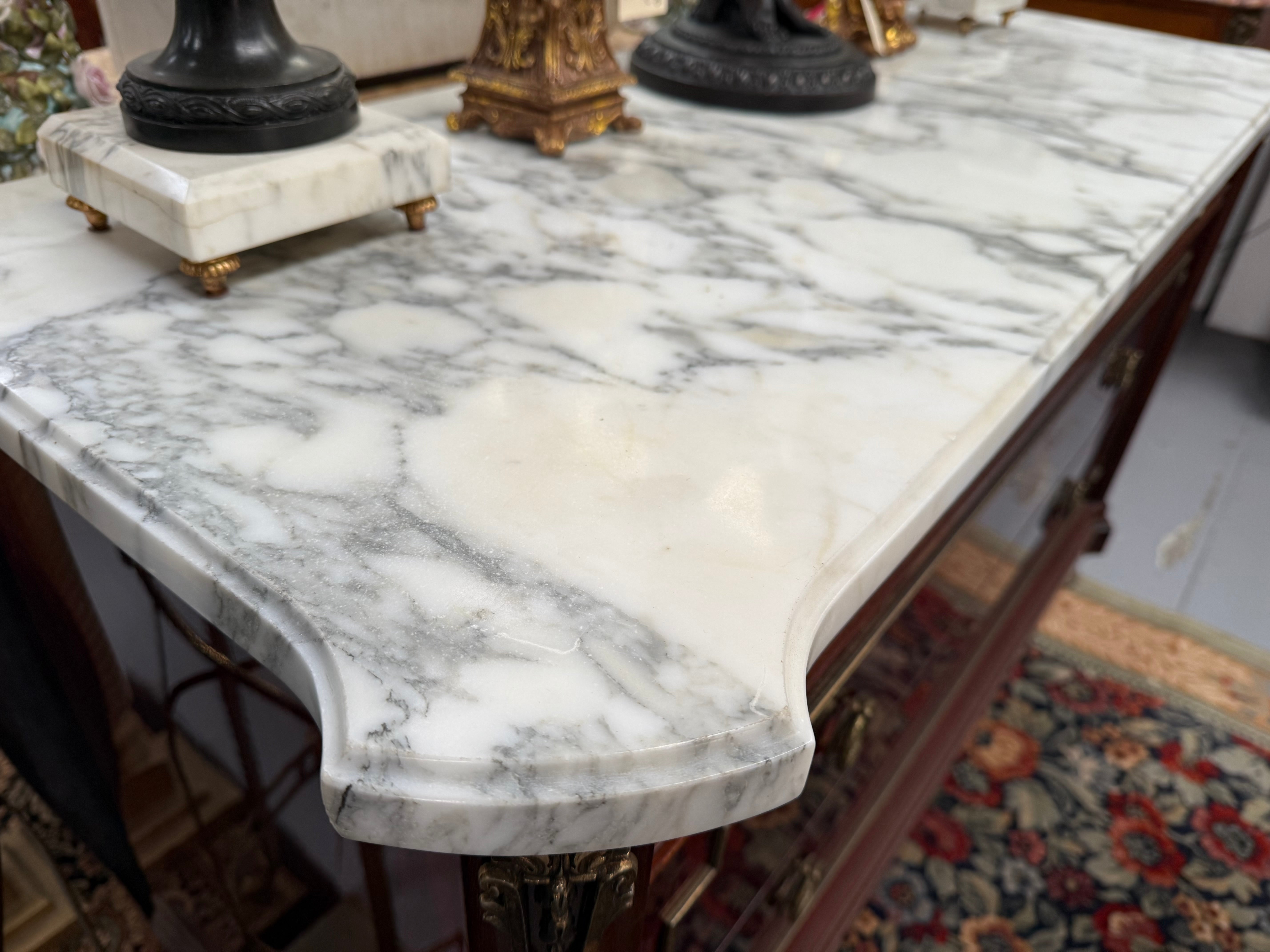 French Louis XVI Style Flame Mahogany Marble Top Commode | Antique & Vintage | Moonee Ponds Antiques | Australia Wide