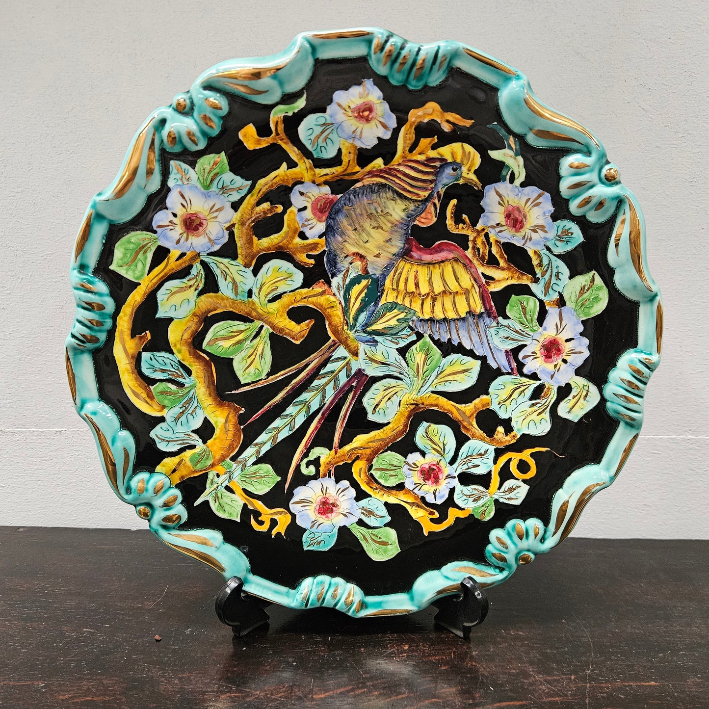 French Signed Majolica Charger