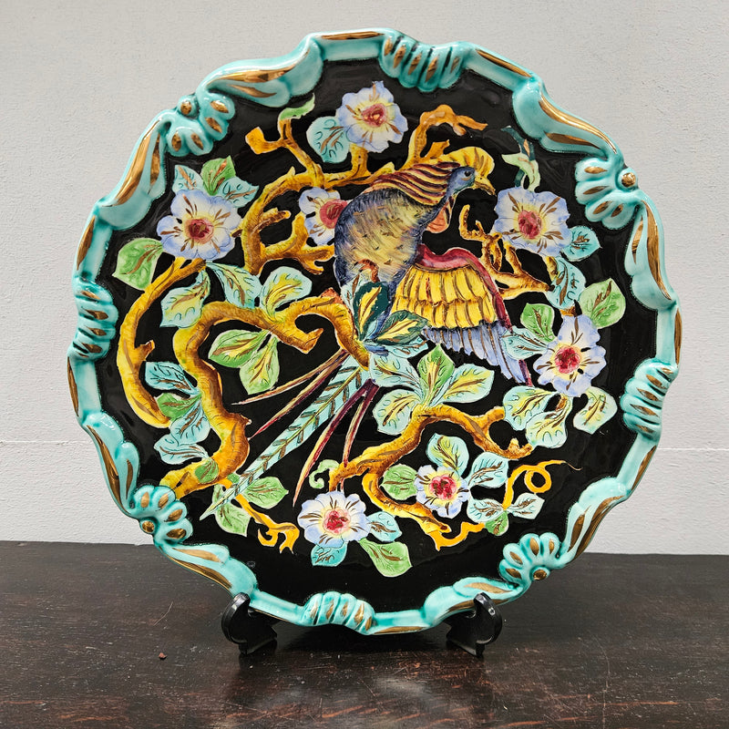 French Signed Majolica Charger