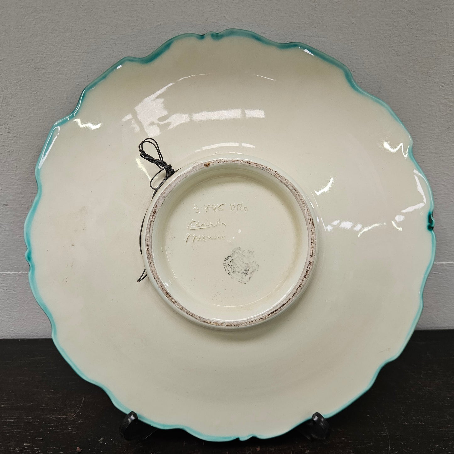 French Signed Majolica Charger