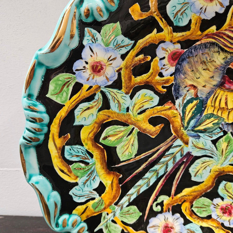 French Signed Majolica Charger