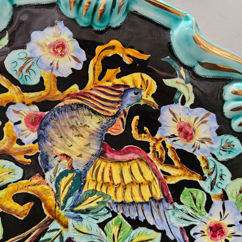 French Signed Majolica Charger