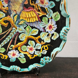 French Signed Majolica Charger