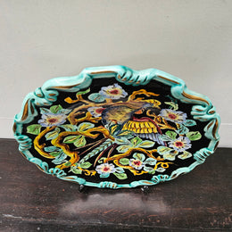 French Signed Majolica Charger