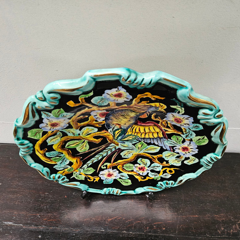 French Signed Majolica Charger