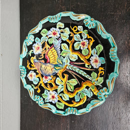 French Signed Majolica Charger