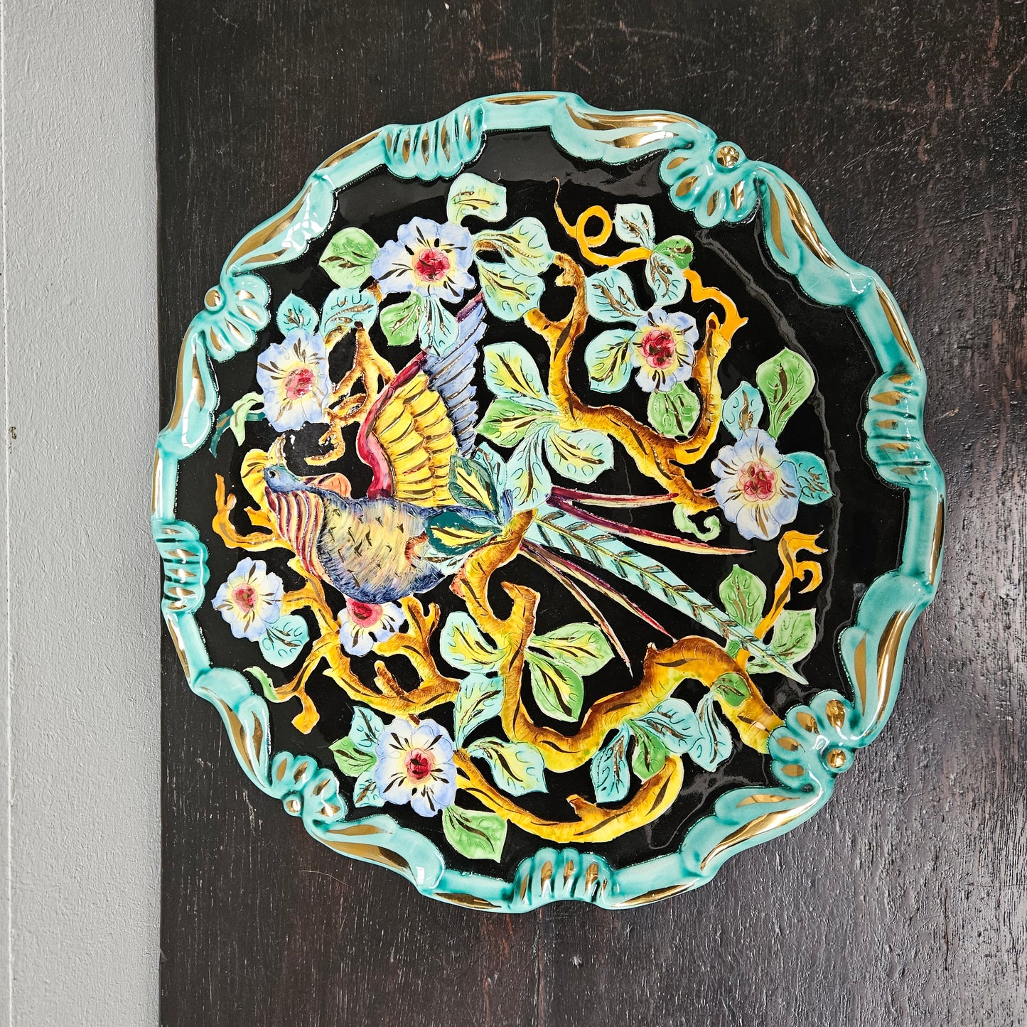 French Signed Majolica Charger