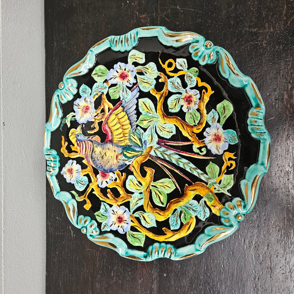 French Signed Majolica Charger