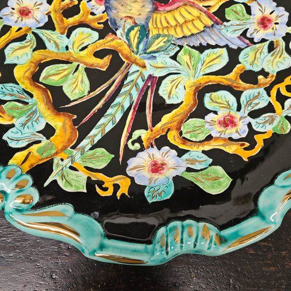 French Signed Majolica Charger