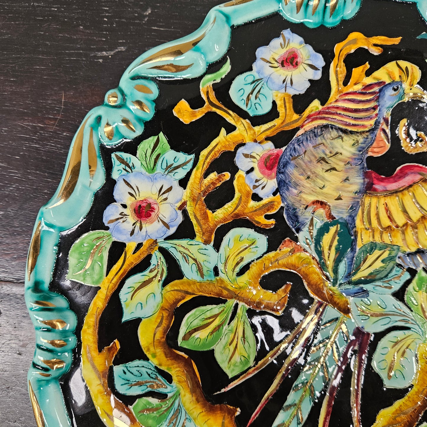 French Signed Majolica Charger