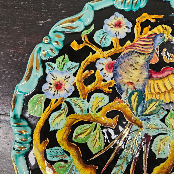 French Signed Majolica Charger