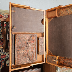 Vintage Campaign Style Leather Brass Bound Writing Compendium | Antique & Vintage | Moonee Ponds Antiques | Australia Wide Delivery