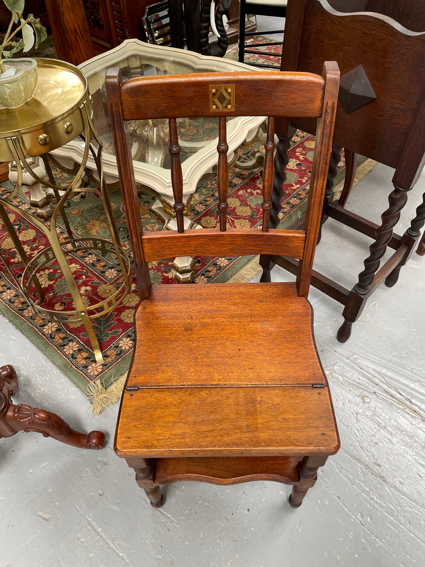 19th Century Mahogany Library Steps/Chair