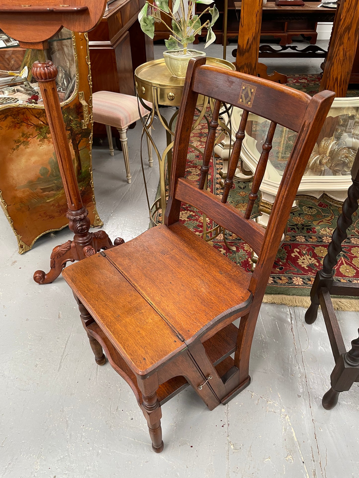 19th Century Mahogany Library Steps/Chair