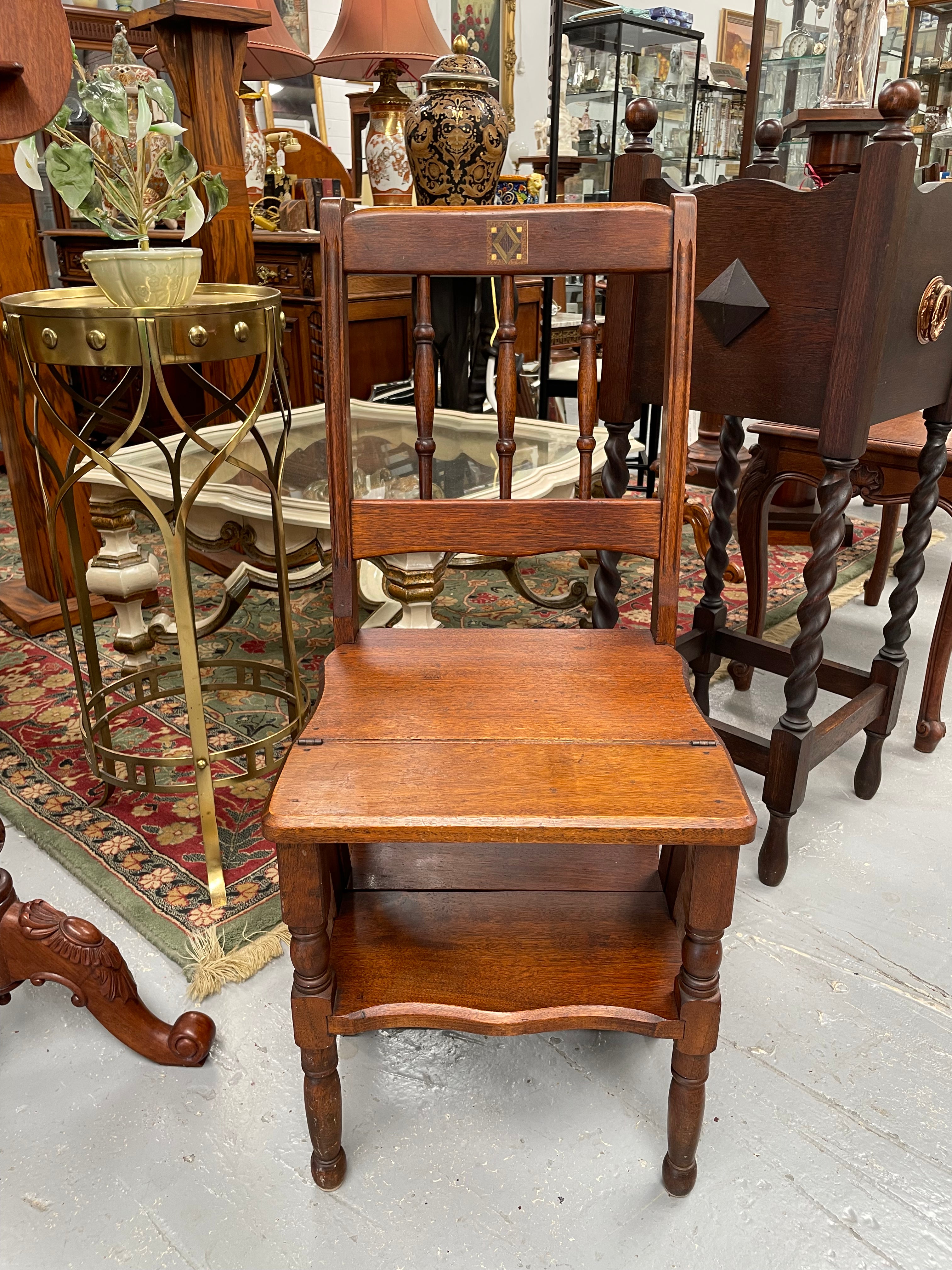 19th Century Mahogany Library Steps/Chair | Antique & Vintage | Moonee Ponds Antiques | Australia Wide Delivery
