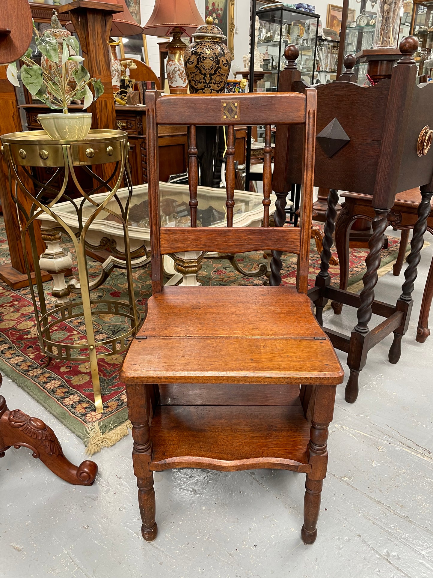 19th Century Mahogany Library Steps/Chair