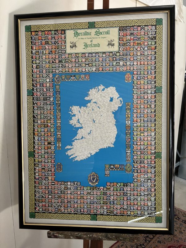 Heraldic Scroll of Ireland & Map of Family Names & Origins | Antique & Vintage | Moonee Ponds Antiques | Australia Wide Delivery