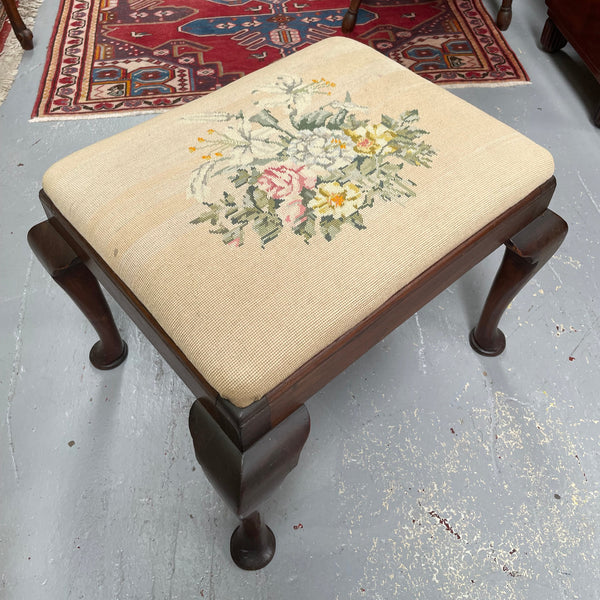 Lovely Vintage Stool with Tapestry