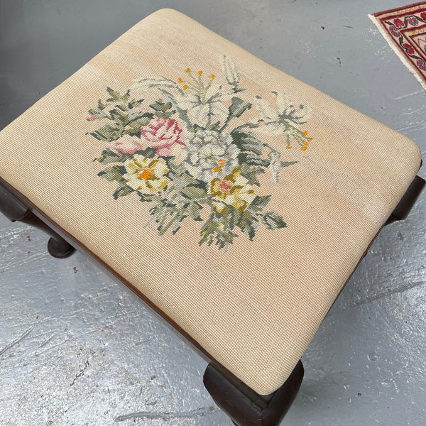 Lovely Vintage Stool with Tapestry
