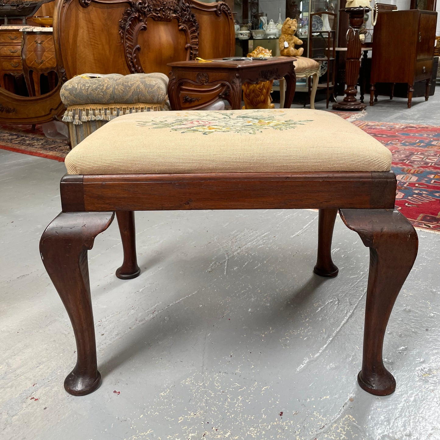 Lovely Vintage Stool with Tapestry