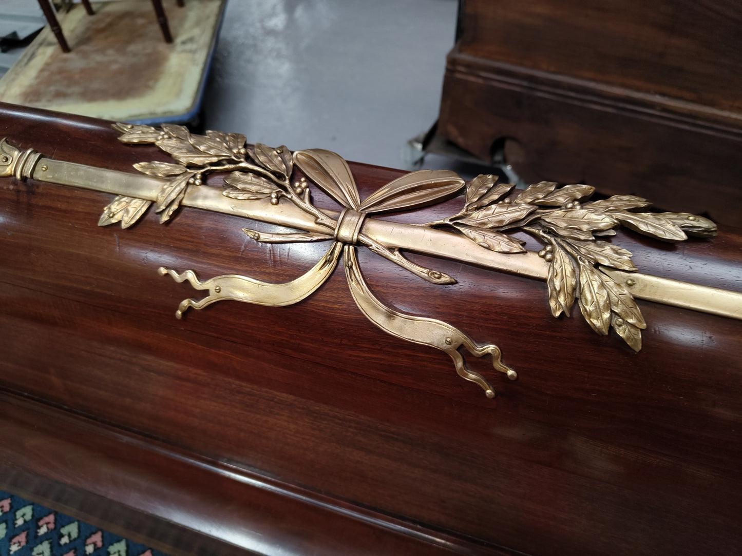 French Antique Empire Style Queen Bed