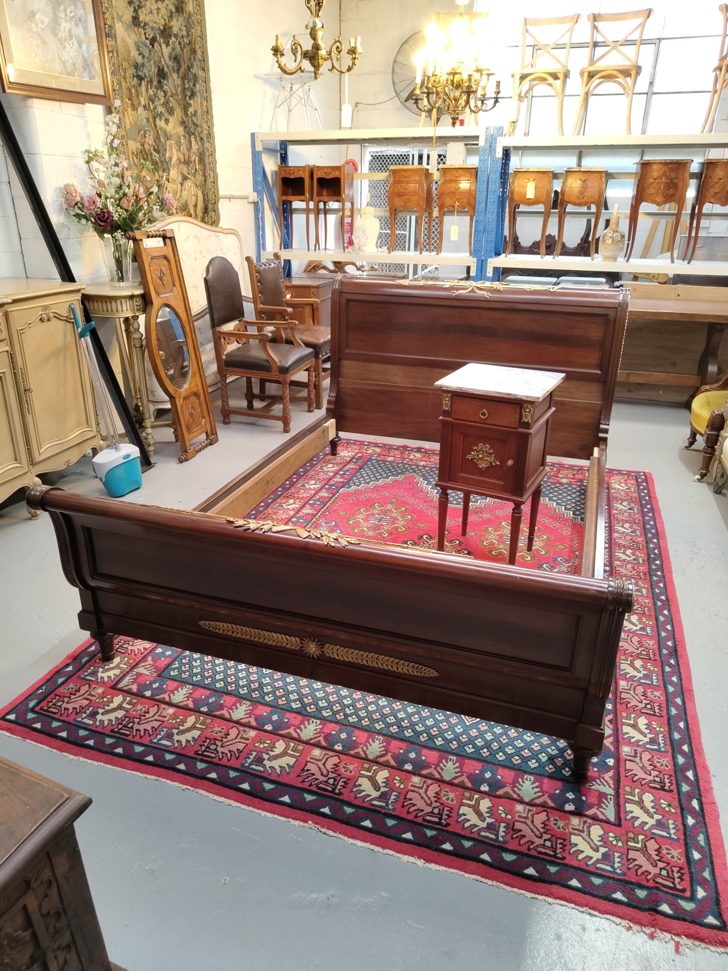 French Antique Empire Style Queen Bed