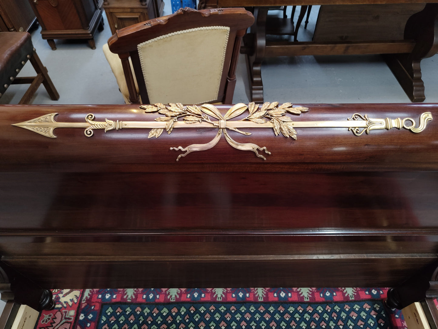 French Antique Empire Style Queen Bed