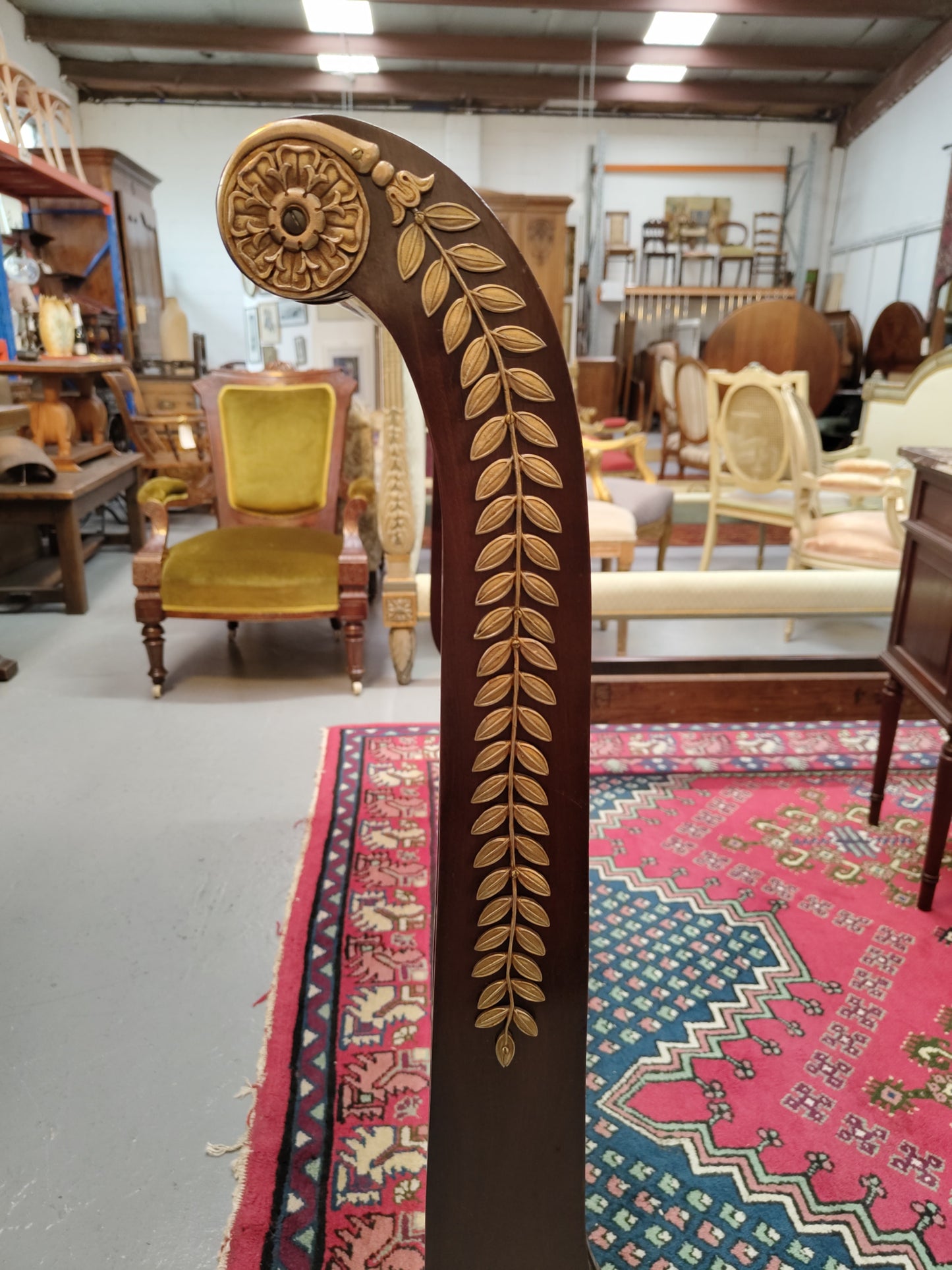 French Antique Empire Style Queen Bed