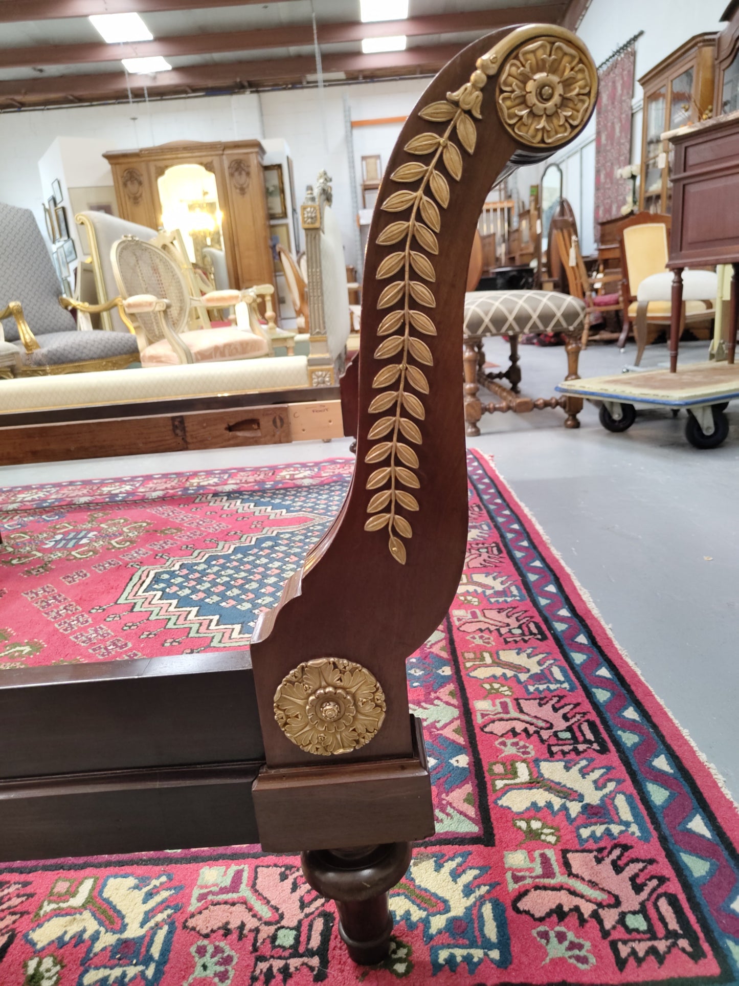 French Antique Empire Style Queen Bed