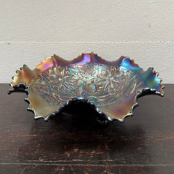Northwood Purple Poinsetta & Lattice Carnival Glass Bowl | Antique & Vintage | Moonee Ponds Antiques | Australia Wide Delivery