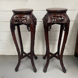 Pair of Antique Carved Chinese Plant Stands
