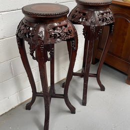 Pair of Antique Carved Chinese Plant Stands