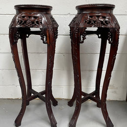 Pair of Antique Carved Chinese Plant Stands