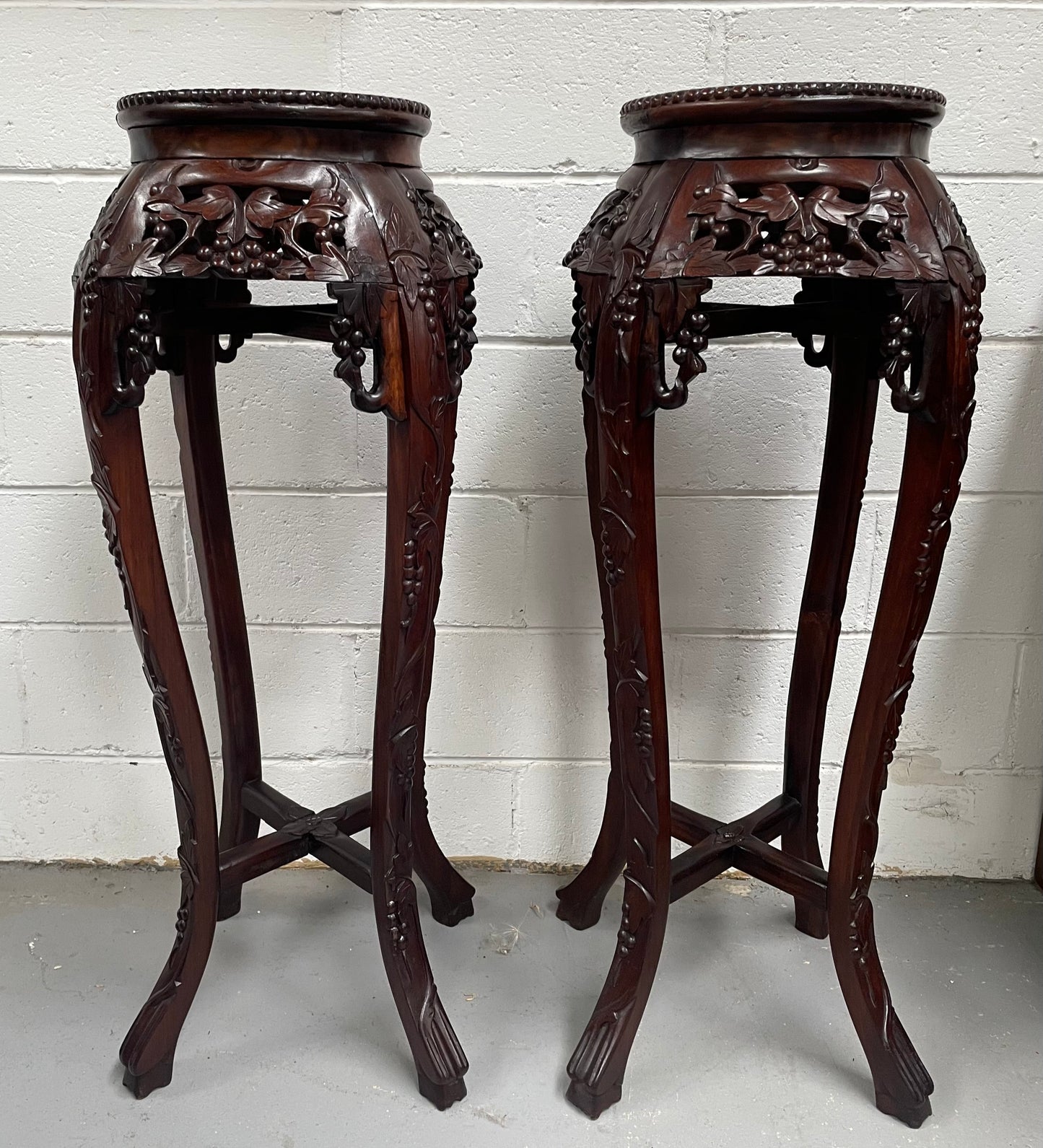 Pair of Antique Carved Chinese Plant Stands